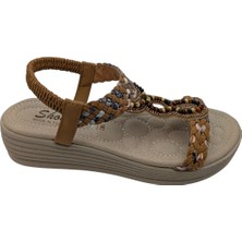 Sereniva - Kadın Hafif Dolgu Topuklu Taşlı Sandalet - Tarçın - 40