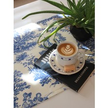 Premium Runner Fırfırlı & Fransız Köylüleri Desenli Kumaş Runner - Vintage ve Şık Set