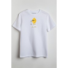 Merch&ice John Lemon Önü Baskılı Unisex Tişört Beyaz