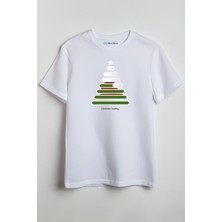 Merch&ice Christmas Loading Yılbaşı Ağacı Baskılı Unisex T-Shirt Beyaz