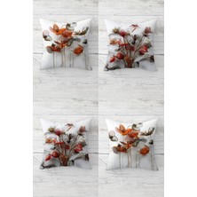 Güzel Desenli Gizli Fermuarlı Kırlent Kılıfı Takımı (4 Adet)