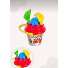 About The Perfect Orta Boy 5 Parça Erkek Çocuk Kum Seti: Kova, Kürek, Tırmık, Arabalı Renkli