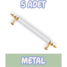 Tuana Rustik Alüminyum Metal Lüks Modern Mobilya Çekmece Mutfak Dolabı Kulpu Beyaz-Altın (5 Adet)