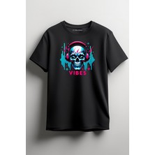 Merch&ice Vibes Kuru Kafa Müzik Baskılı Unisex T-Shirt Siyah