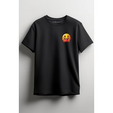Merch&ice Dil Çıkaran Emoji Baskılı Unisex T-Shirt Siyah