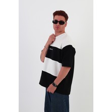 Mantova Skyline Oversize Erkek T-Shirt Siyah-Beyaz