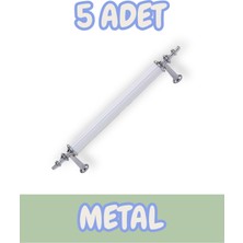 Tuana Rustik Alüminyum Metal Lüks Modern Mobilya Çekmece Mutfak Dolabı Kulpu Beyaz-Krom (5 Adet)