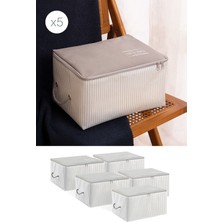 About The Perfect Küçük Boy Gri Çizgili Düzenleyici Hurç, Valiz ve Baza Altı 30X22X18 (5 Adet)