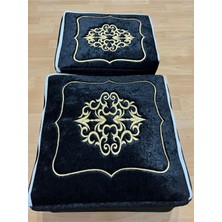 About The Perfect Kadife Gold Işlemeli 2'li Siyah Bohça Nişan ve Düğün Seti