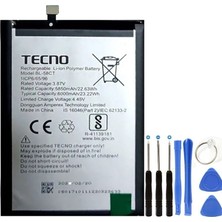 Tecno Spark 7t Ke6 Pil Batarya BL-58CT+TAMIR Set 6000 Mah