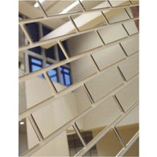 Aynalı Pleksi Tuğla Desenli Duvar Süsü, Gümüş, 5X20CM, 15 Adet