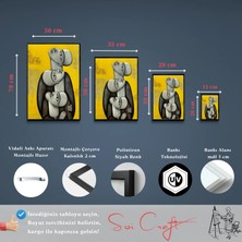 Soi Craft Modern Soyut Sanat Duvar Tablosu, Sarı Fonlu Figüratif