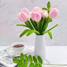 100 Adet Sarı, Pembe, Beyaz, Koyu Yeşil Renkli Şönil , Çiçek Yapım Seti, Tüylü Tel, 30 Cm, Peluş Tel