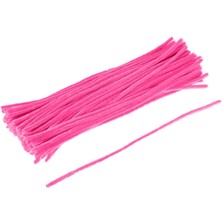 100 Adet Sarı, Pembe, Beyaz, Koyu Yeşil Renkli Şönil , Çiçek Yapım Seti, Tüylü Tel, 30 Cm, Peluş Tel