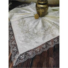 About The Perfect Şık Saten Bohça, Dantelli Nişan Paketi, Krem Kadife Detaylı Çok Güzel.