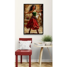 Soi Craft Bohem Dans Temalı Tablo, Kırmızı Etekli Dansçı ve Keçi, Duvar Dekorasyonu
