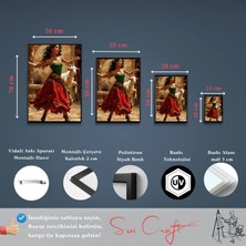Soi Craft Bohem Dans Temalı Tablo, Kırmızı Etekli Dansçı ve Keçi, Duvar Dekorasyonu