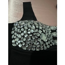 Kristal Taş Işlemeli Geceler ve Partiler Için Push Up Dolgulu Crop