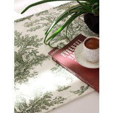 Premium Runner Fırfırlı & Fransız Köylüleri Desenli Kumaş Runner - Vintage ve Şık Set