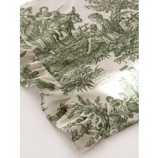 Premium Runner Fırfırlı & Fransız Köylüleri Desenli Kumaş Runner - Vintage ve Şık Set