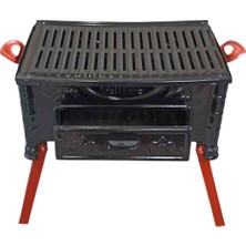 Mangal Katlanır Ayaklı Köfteci Izgaralı Mangal Emaye Çekmeceli Havanladirmali Mangal ( büyük model)
