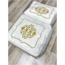 About The Perfect Kadife Altın Işlemeli 2'li Krem Bohça Seti, Nişan ve Düğün Için Şık Hediye