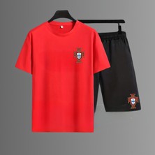Portekiz Milli Takım Forma Cristiano Ronaldo Futbol Sırt Baskılı Unisex Tişört T-Shirt Şort Takımı