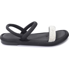 Qramed Orthopedix Şık Kadın Sandalet  Scuba Kumaş Taşlı QR25205
