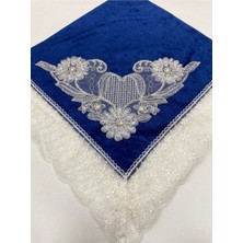 About The Perfect Kadife Güpürlü Dantel Inci Işlemeli Çeyizlik Lüks Bohça, Lacivert