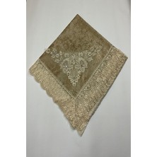 About The Perfect Kadife Güpürlü Dantel Inci Işlemeli Çeyizlik Lüks Bohça, Krem, Gri, Pudra