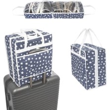 About The Perfect 6 Bölmeli Mavi Yıldız Desenli Seyahat Ayakkabı Saklama Çantası