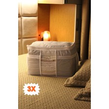 Çizgili Kazak Pike Battaniye 45X40X30, Beyaz, 3'lü Set