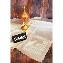 About The Perfect Şık 3'lü Saten Bohça Seti, Dantelli Krem Renkli Nişan Bohçası