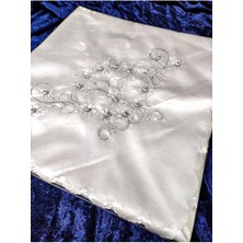 About The Perfect Şık Nakışlı Boncuklu Çeyizlik Bohça, Krem-Gümüş Renkli, Zarif ve Özel Tasarım