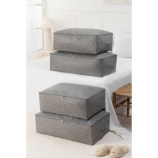 About The Perfect 4'lü Baza Altı Yastık Yorgan Kazak Hurcu Balıksırtı Desen Gri