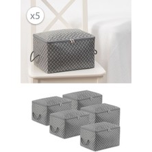 About The Perfect Balıksırtı Desenli Gri Küçük Boy Baza Altı Çorap Valiz Düzenleyici Seti