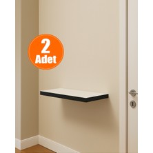 2 Adet Uçan Duvar Rafı Gizli Montaj (Siyah Kenar)