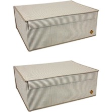 About The Perfect 2'li Kahverengi Çizgili Çok Amaçlı Baza Kutusu 50X40X19CM