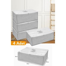 About The Perfect 4'lü Gri Çizgili Büyük Boy Baza Altı Hurç, 62X46X22 cm