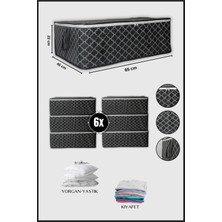 About The Perfect 6 Adet Büyük Boy Bazaaltı Hurç Saklama Çantası, 65X45X22, Çiçek Desenli, Gri