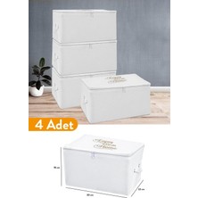 About The Perfect 4'lü Mini Boy Baskı Detaylı Beyaz Hurçlar 30X22X18 Cm, Şık ve Kullanışlı Set