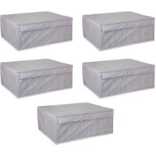 About The Perfect 5 Adet Kapaklı Çok Amaçlı Saklama Kutusu 50X40X19 Gri