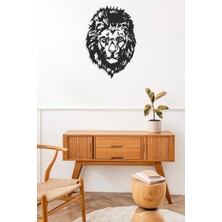 Şık Mdf Aslan Duvar Dekoru, Lazer Kesim, 40X28 Cm, Siyah
