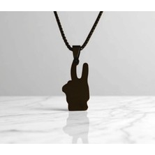 Zafer Işareti Çelik Kolye Ucu