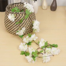 Beyaz Kiraz Çiçeği Tasarımlı 230 cm Yapay Sarmaşık Bahar Dekoru