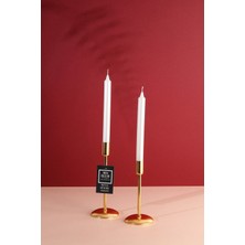 Ikili Gold Düz Ayak Şamdan Mumluk, 22-18CM, Ev Dekorasyonu