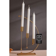 Altın Renk Metal 3'lü Mumluk Seti, Şık ve Dekoratif Ev Aksesuarı