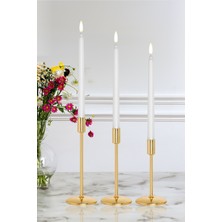 3'lü Gold Şamdan Mumluk Takımı, Dekoratif ve Şık Ev Aksesuarı