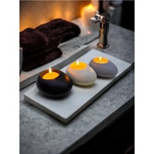 Minimal Beton Tealight Mumluk Seti, Siyah-Beyaz-Gri, Şık ve Modern Dekorasyon.