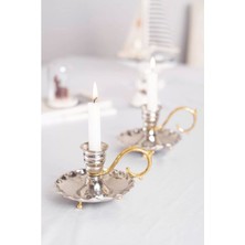 El Şamdanı Fırfırlı Bakır Gümüş Renk Tekli, Şık ve Zarif Tasarım